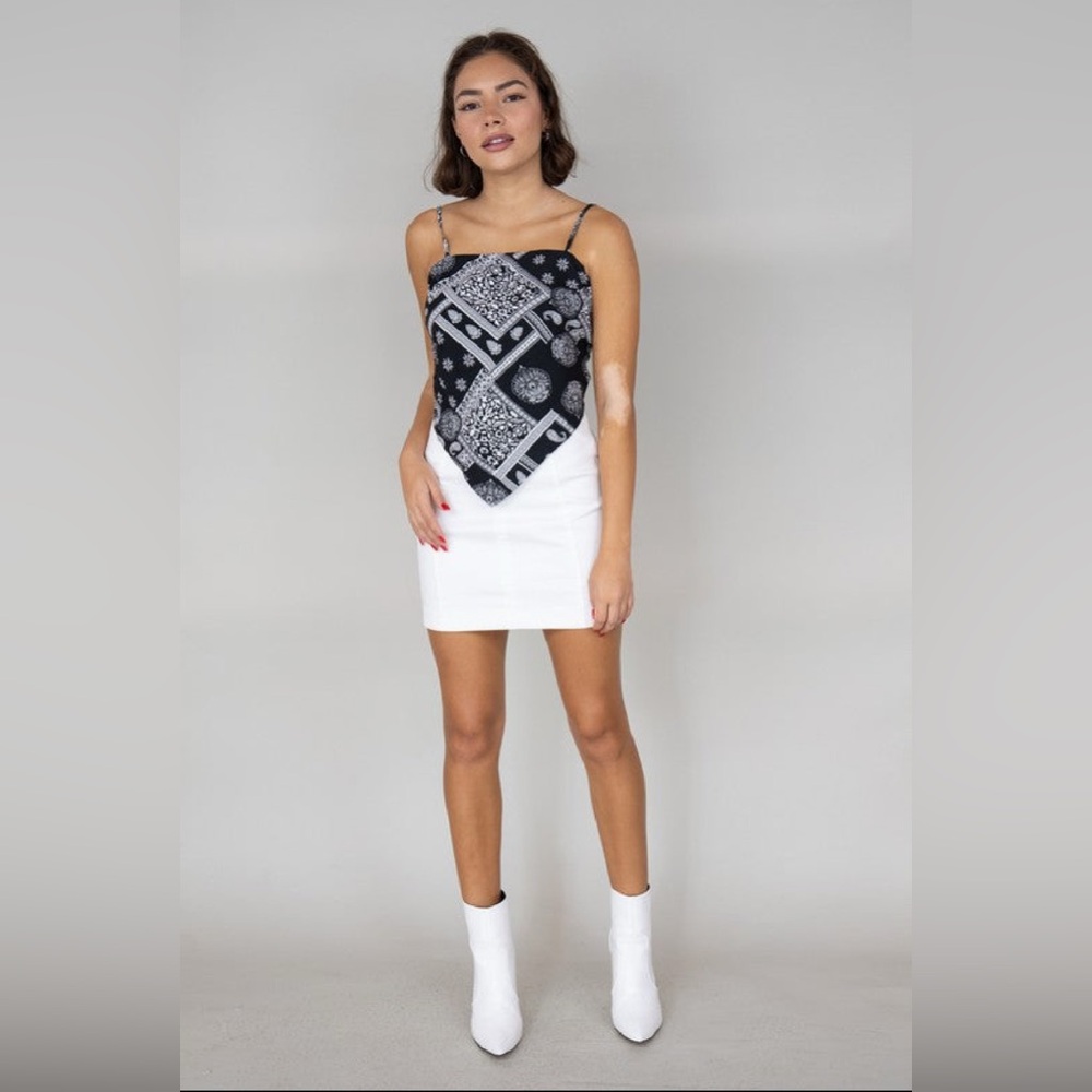 Black and White Bandana Print Top